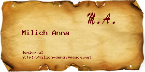 Milich Anna névjegykártya